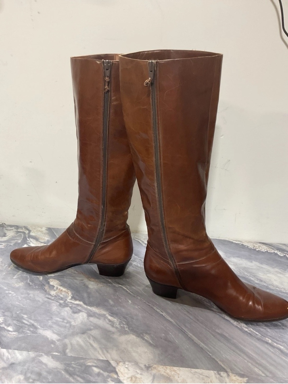 Vintage Salvatore Ferragamo Rallina Brown Calf Leather Tall Riding Boots 9/5 - Picture 6 of 12